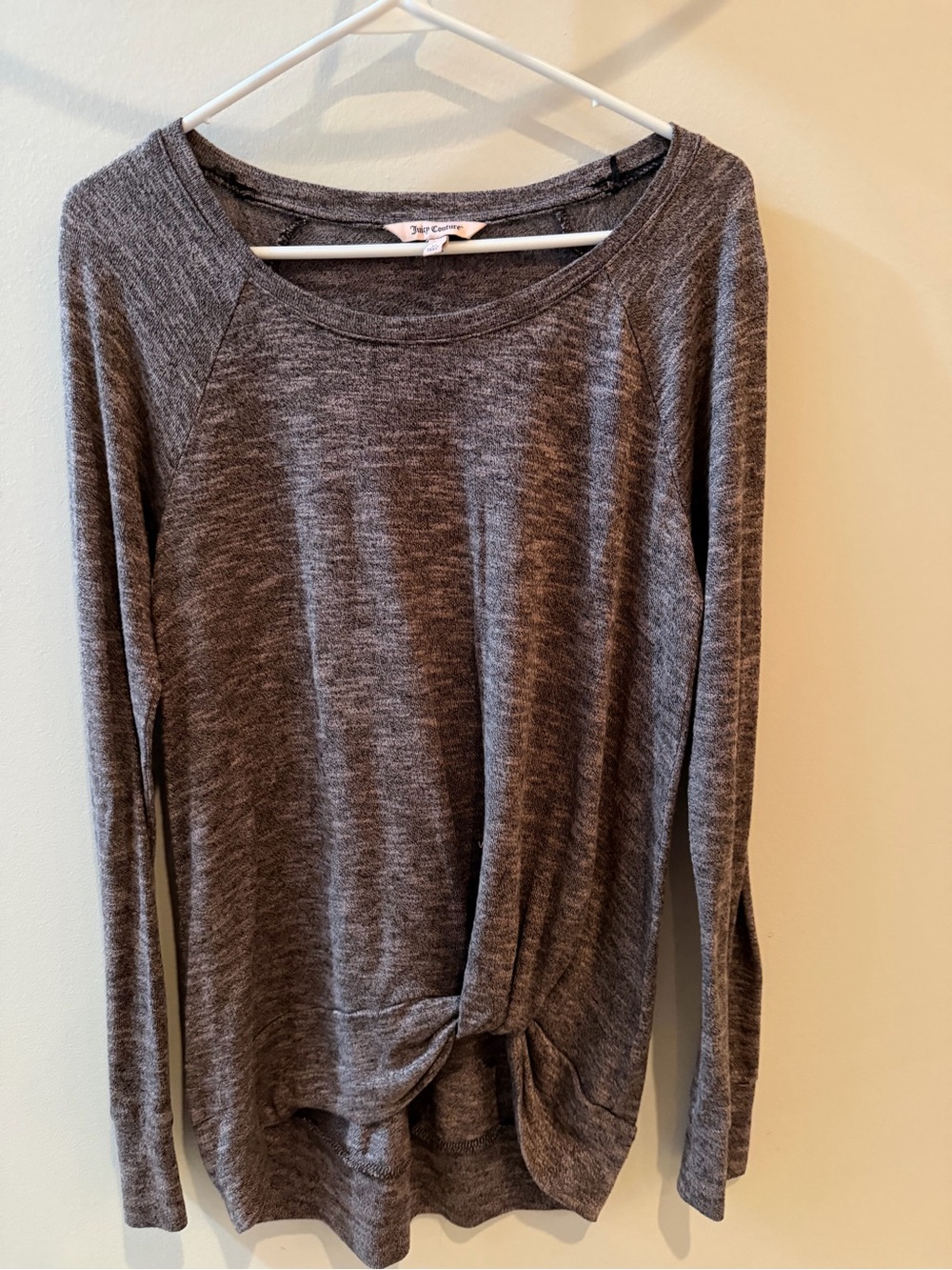 Juicy Couture Gray Long Sleeve Twist Front Top